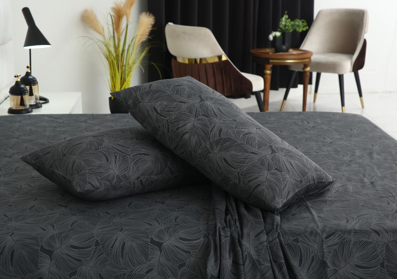 2Pcs Single Bed Sheet-Ash Grey single bed sheet Apricot