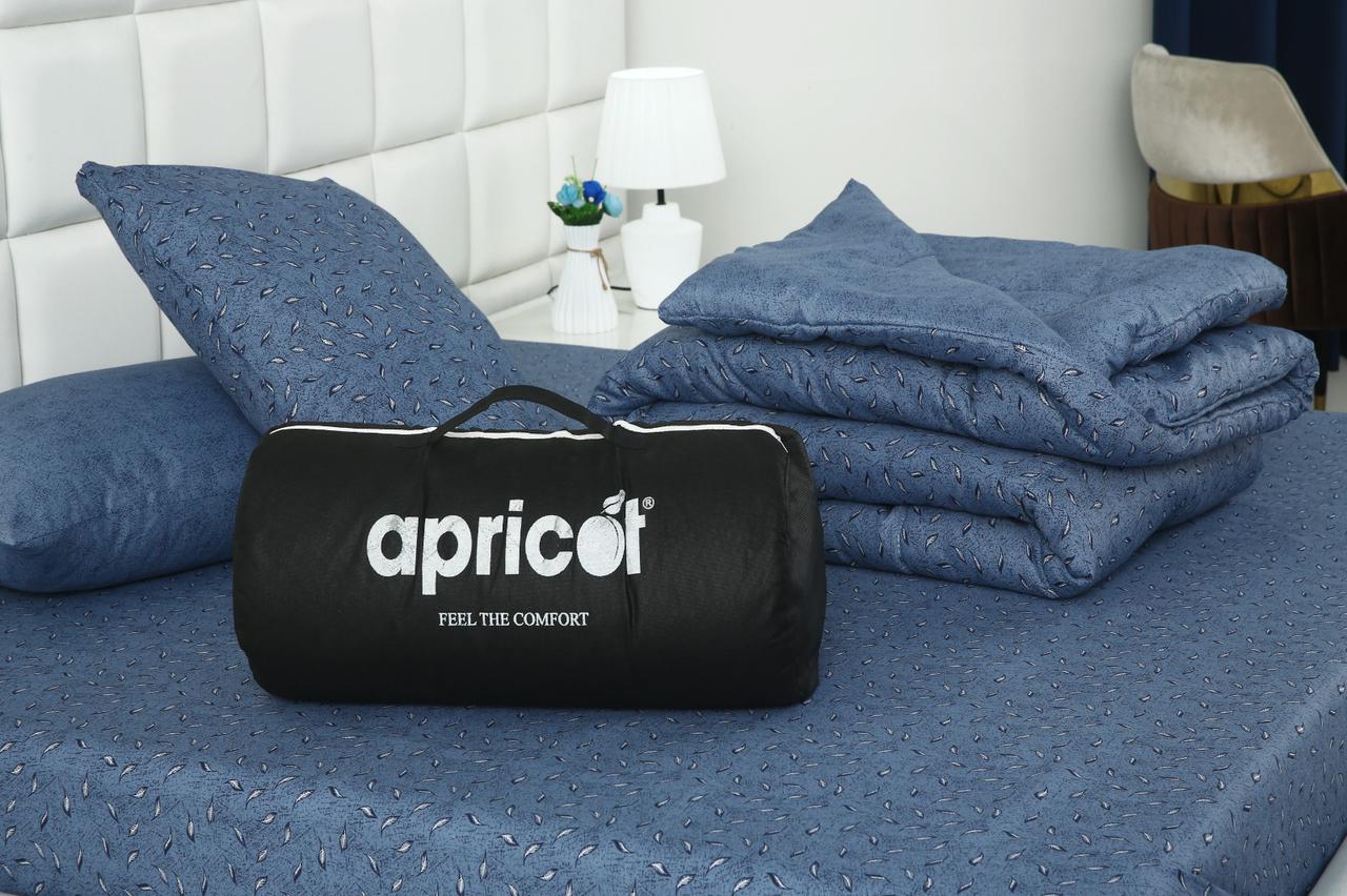 6 PCs Summer Comforter Set-Blue Feathers Bed Spread Apricot