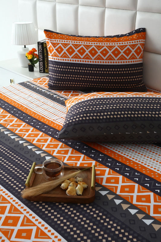 3 PCs Double Bed Sheet-Mexican Style BED SHEET Apricot