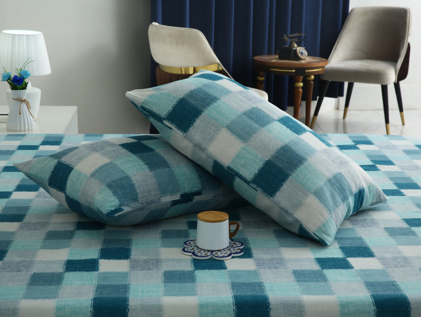 3 PCs Double Bed Sheet- DB266 BED SHEET Apricot