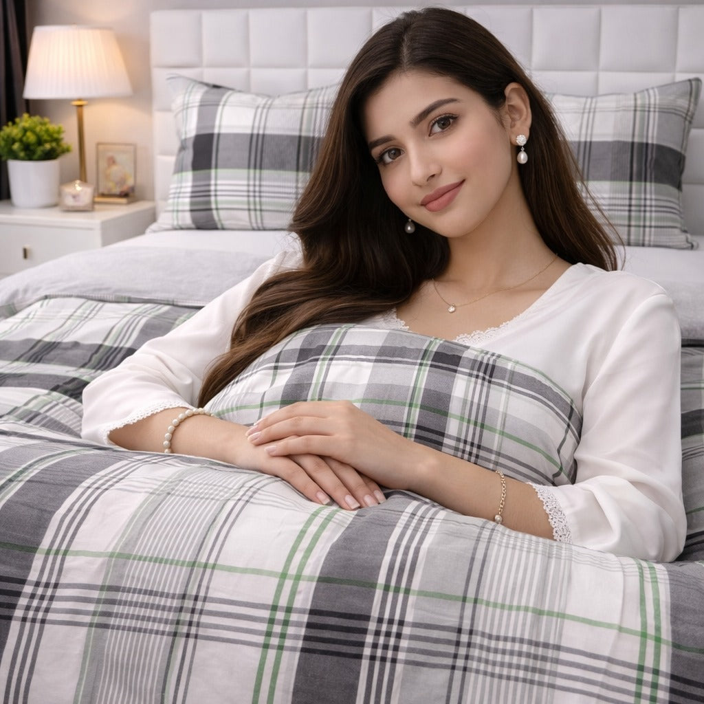 3PCs Double Duvet Cover- Melvern Bed Sheets Apricot