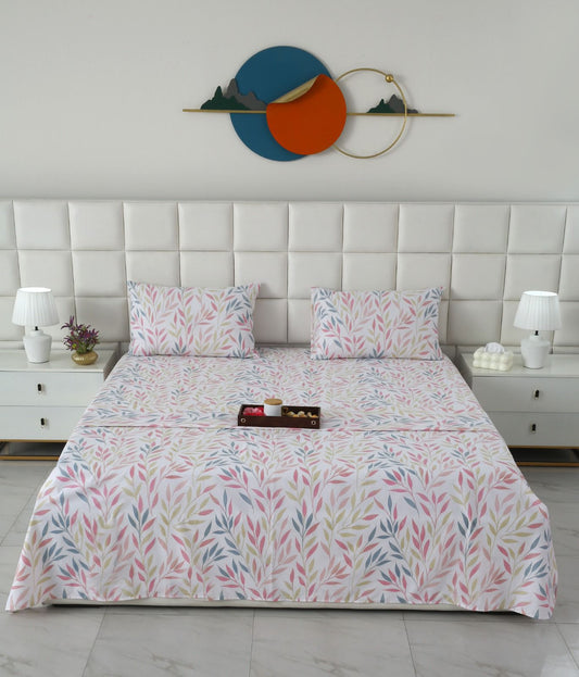 3 PCs Double Bed Sheet With Same Packing- DB284 Bed Sheets Apricot
