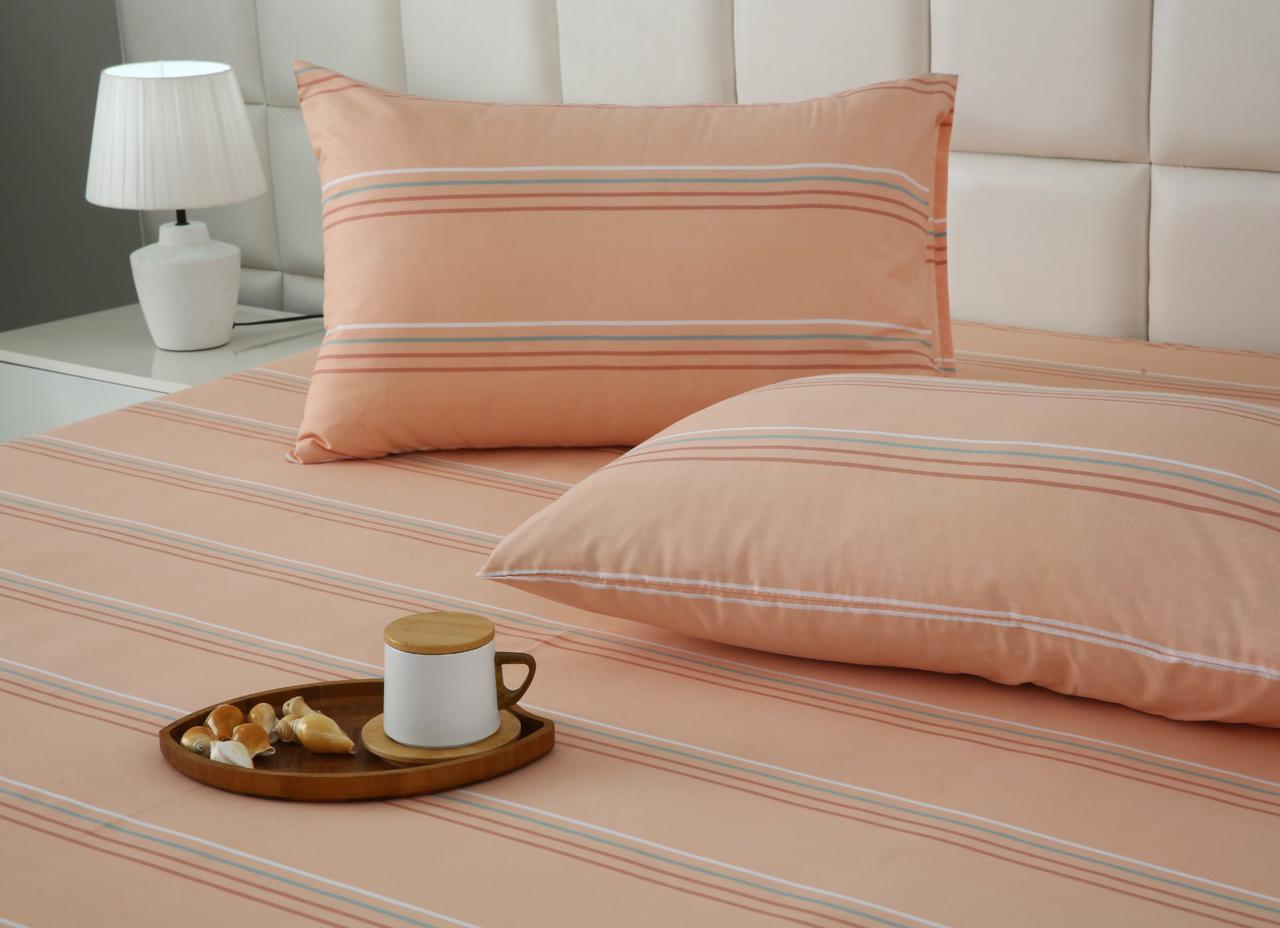 3 PCs Double Bed Sheet With Same Packing-DB-278 Bed Sheets Apricot