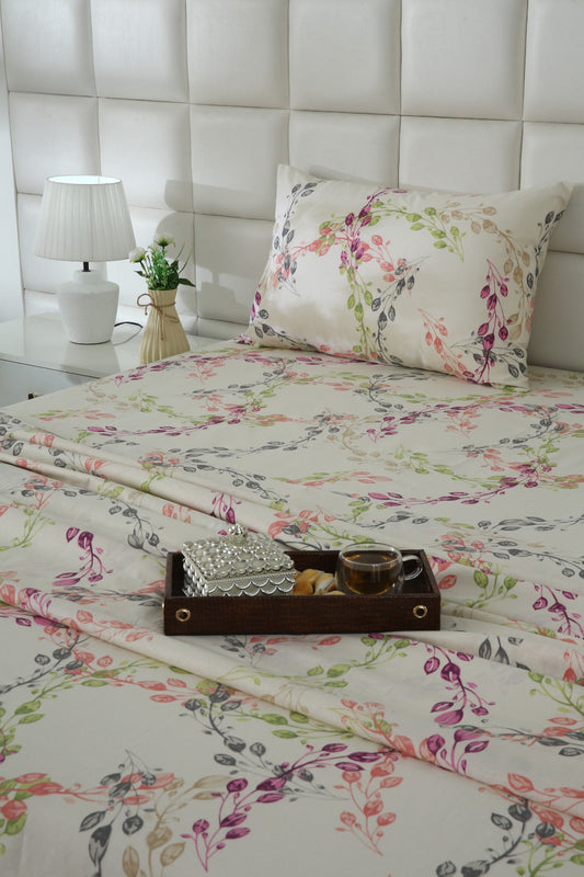 3 PCs Double Bed Sheet With Same Packing- DB282 Bed Sheets Apricot