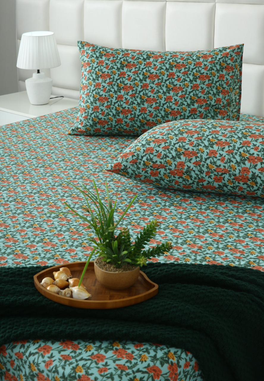 2Pcs Digital Percale Single Bed Sheet- PC003