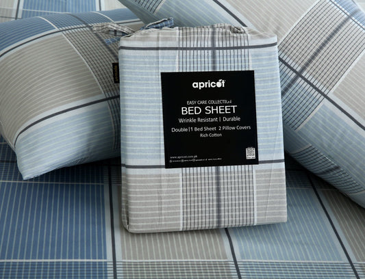 3 PCs Double Bed Sheet With Same Packing- Cobblestone BED SHEET Apricot