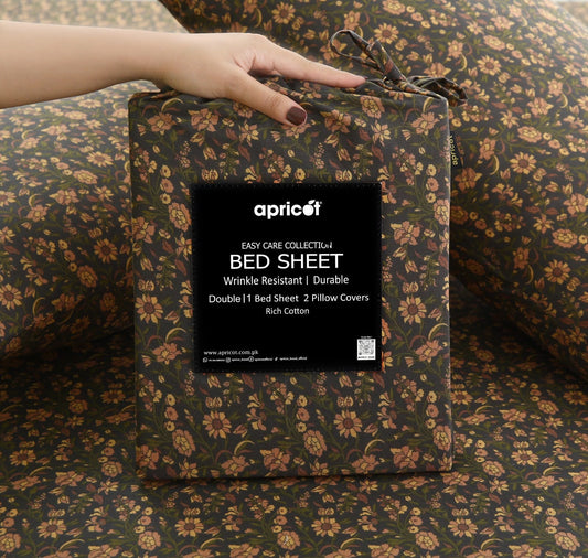 3 PCs Double Bed Sheet With Same Packing- Coral Spice BED SHEET Apricot