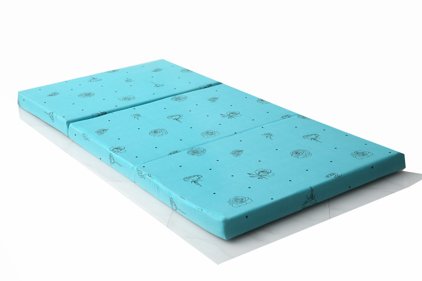 Foldable Mattress- Aqua Abstract Flower