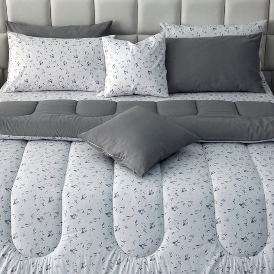 8 PCs Premium Winter Razai Set- Silver Spring Comforters Apricot
