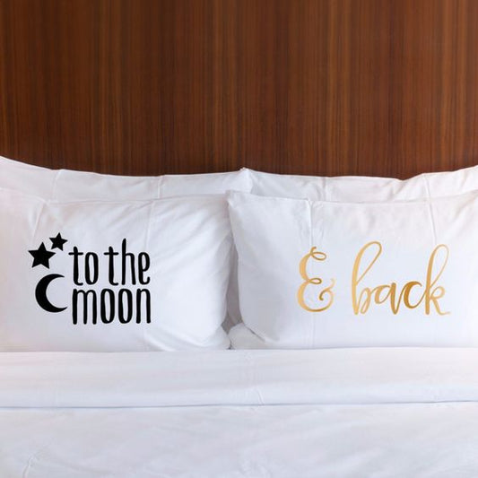 2 PCs Digital Printed Couple Pillow-Moon/Back cushions Apricot