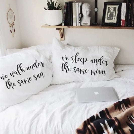 2 PCs Digital Printed Couple Pillow-MOON/SUN cushions Apricot