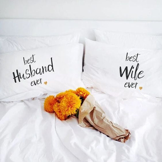 2 PCs Digital Printed Couple Pillow-Best Husband/Wife cushions Apricot