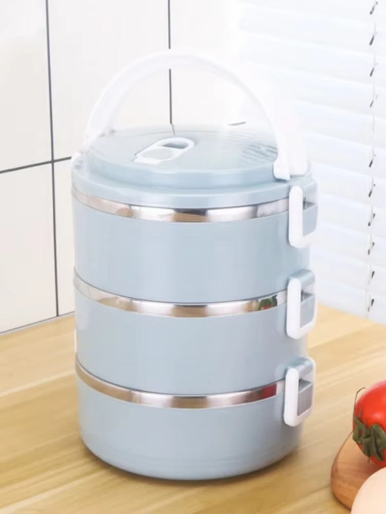 3 Layer Japanese-style Stainless Steel Lunch Box(SA2405-78) Apricot 15253Blue