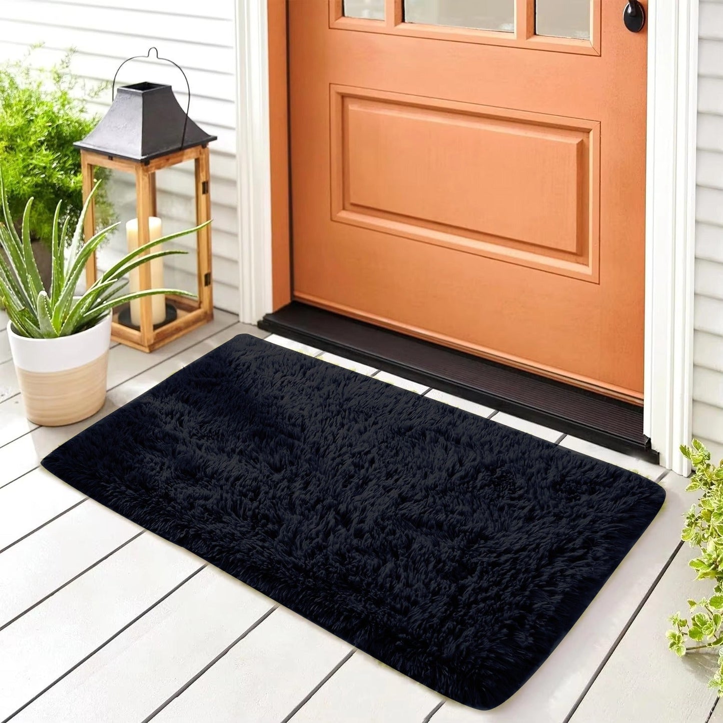 Anti-Slip Soft Fluffy Door Mat-Black Door Mats Apricot