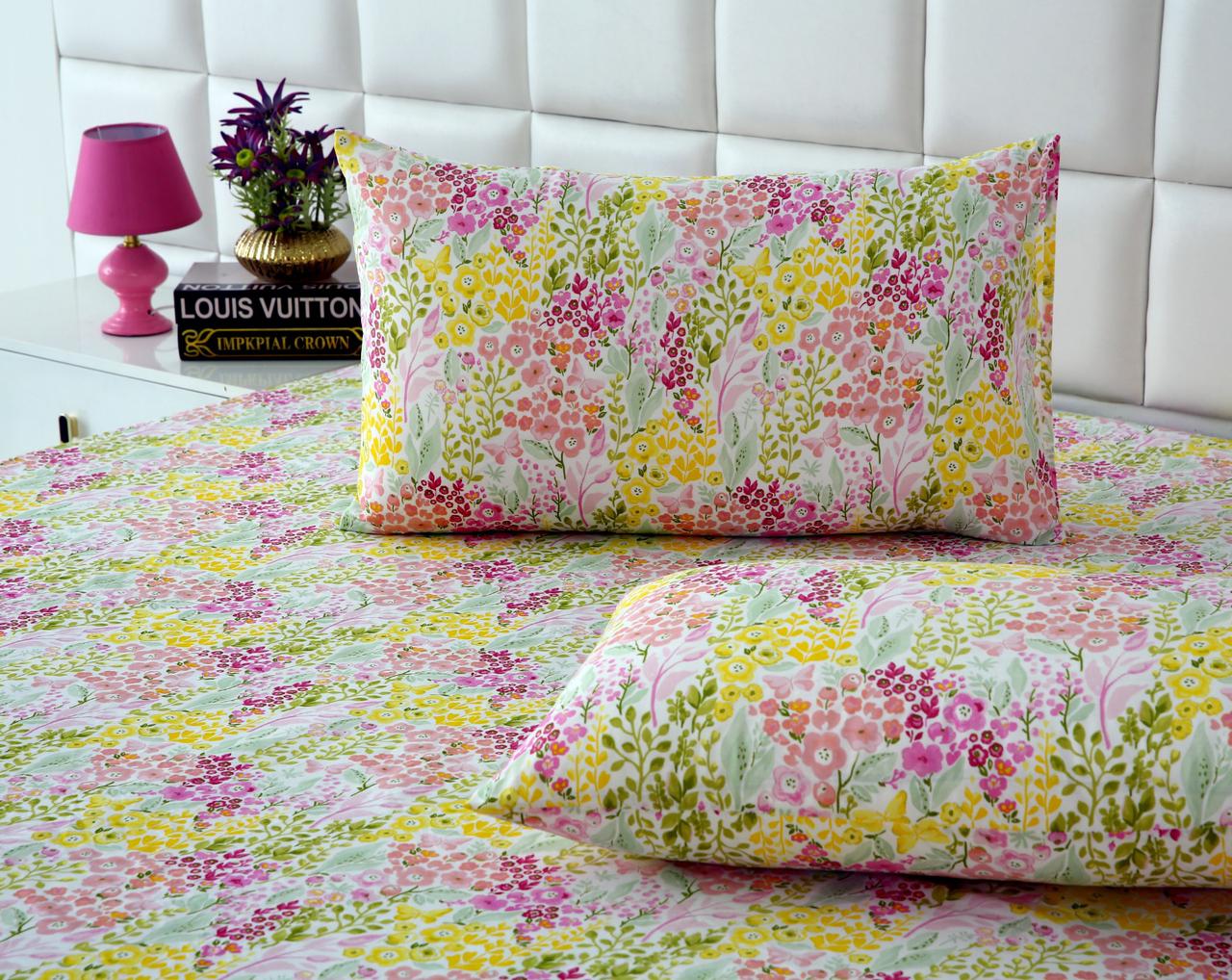 Fitted Bed Sheet-Peace Lily Fitted Sheets Apricot