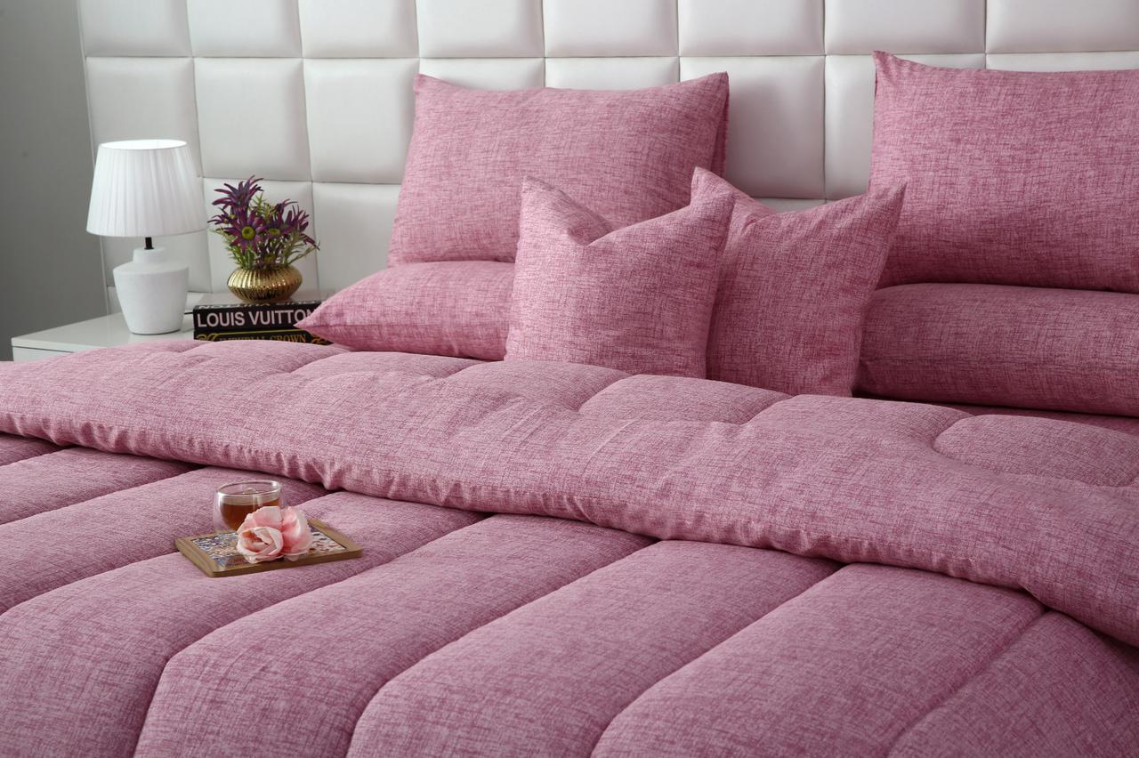 8 PCs Winter Razai Set-Pink Texture Comforters Apricot