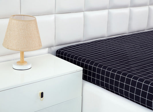 Zipper Mattress Cover Printed-Black Check Protectors Apricot