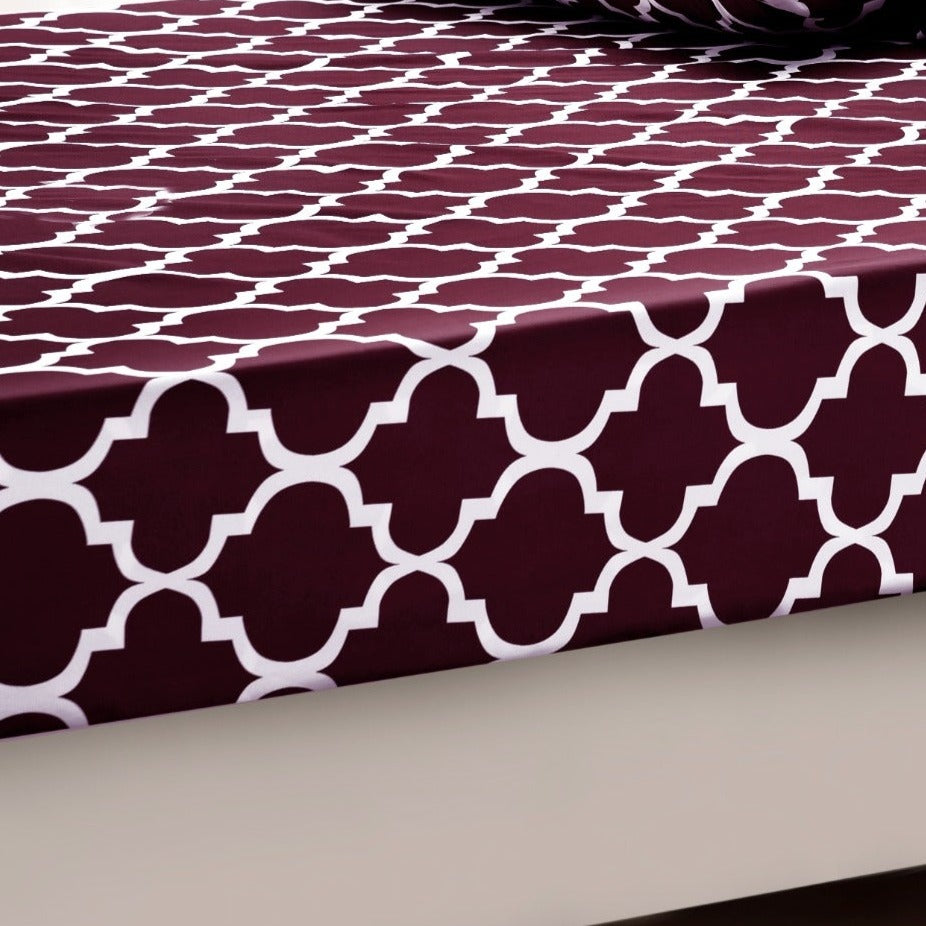 Zipper Mattress Cover Printed-Plum Geometric Protectors Apricot