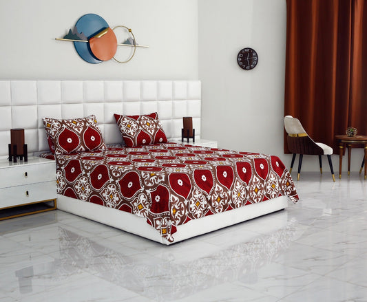2Pcs Single Bed Sheet-Brown Crown single bed sheet Apricot