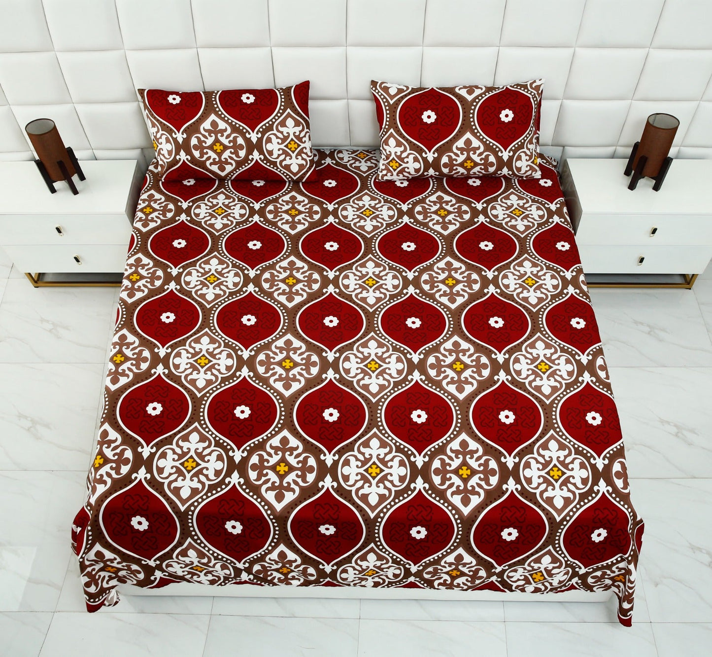 2Pcs Single Bed Sheet-Brown Crown single bed sheet Apricot
