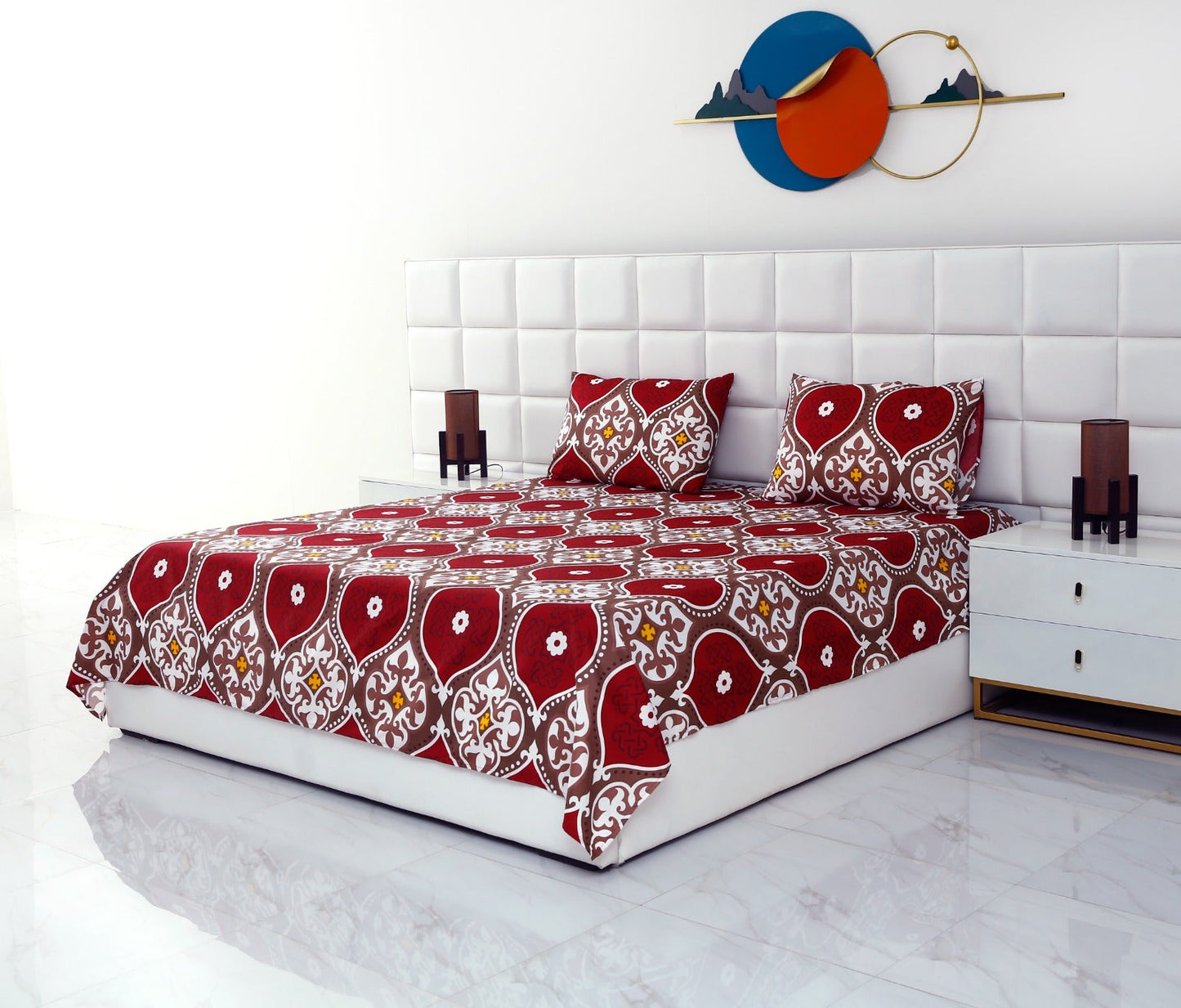 2Pcs Single Bed Sheet-Brown Crown single bed sheet Apricot