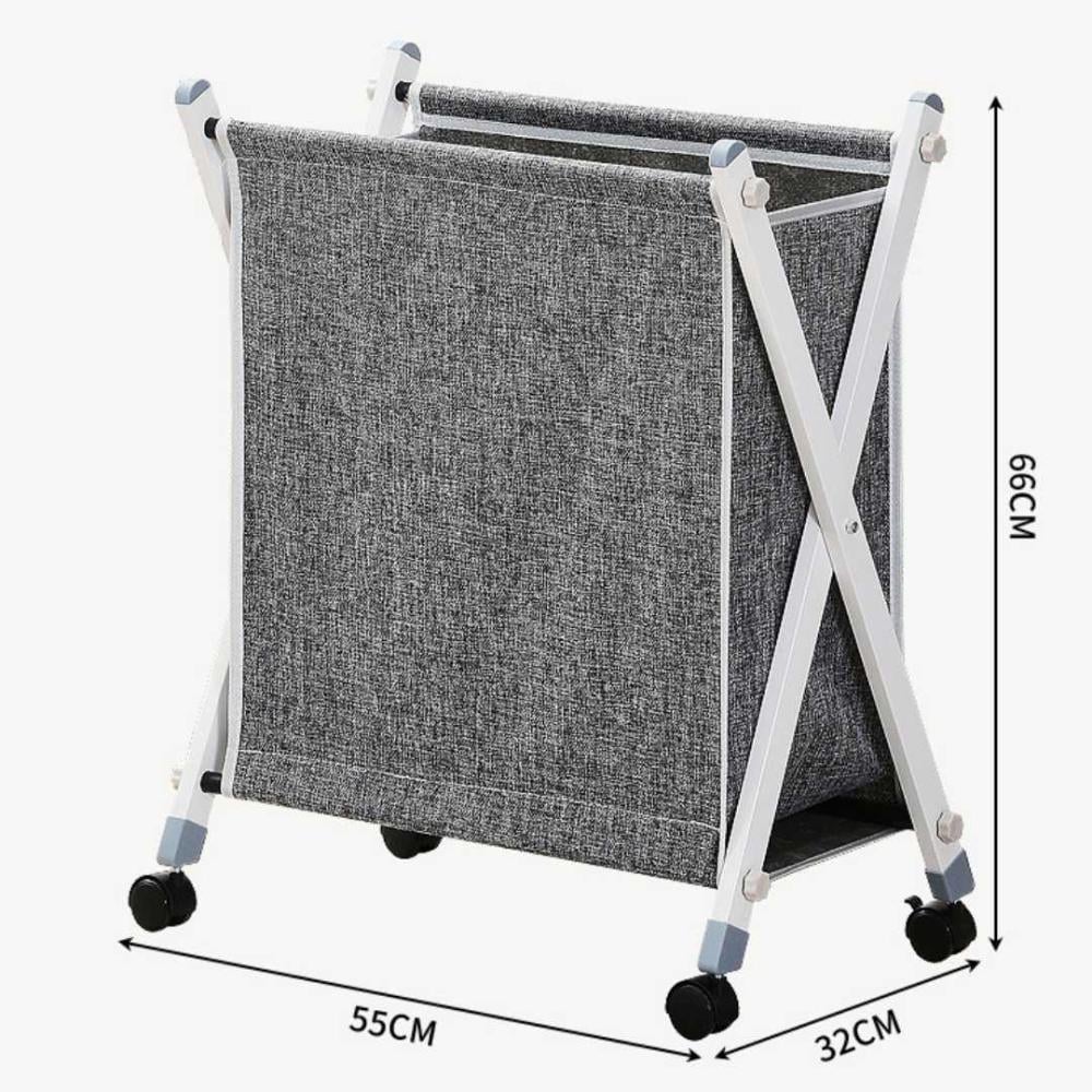 Folded Laundry Basket with Wheel (SA2510-105)Grey Apricot