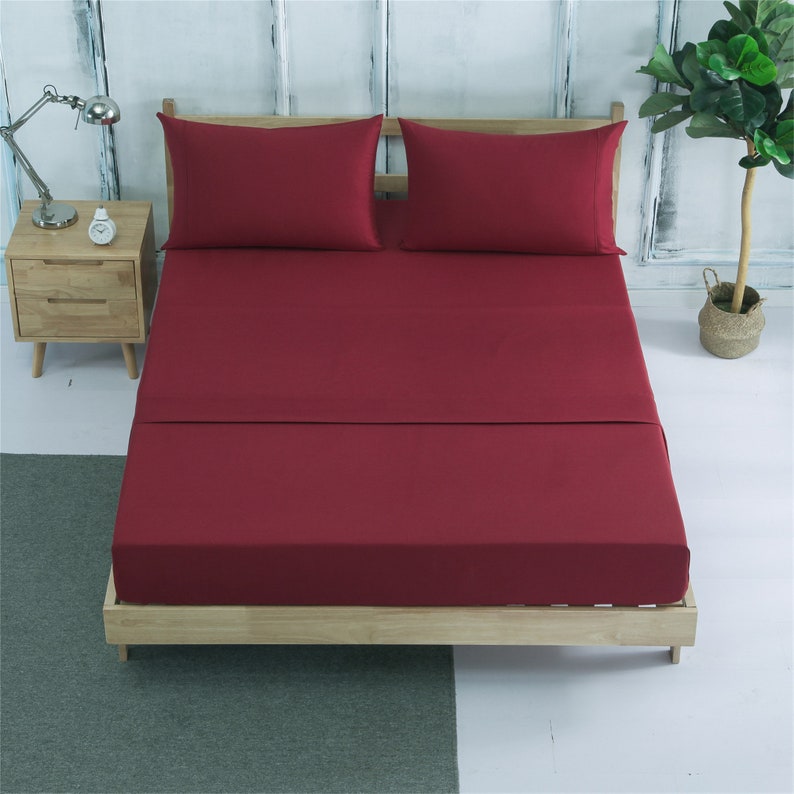 Fitted Bed Sheet Dyed-Maroon Fitted Sheets Apricot