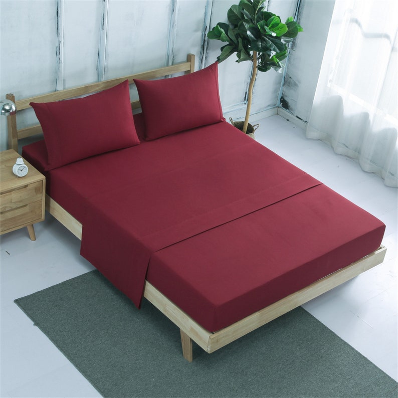 Fitted Bed Sheet Dyed-Maroon Fitted Sheets Apricot