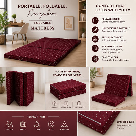 Foldable Mattress Mattress-Plum Polka Protectors Apricot