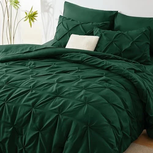 Solid Pintuck Duvet Cover Set-Olive Bed Sheets Apricot