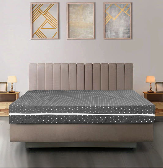 Zipper Mattress Cover Printed- Grey Polka