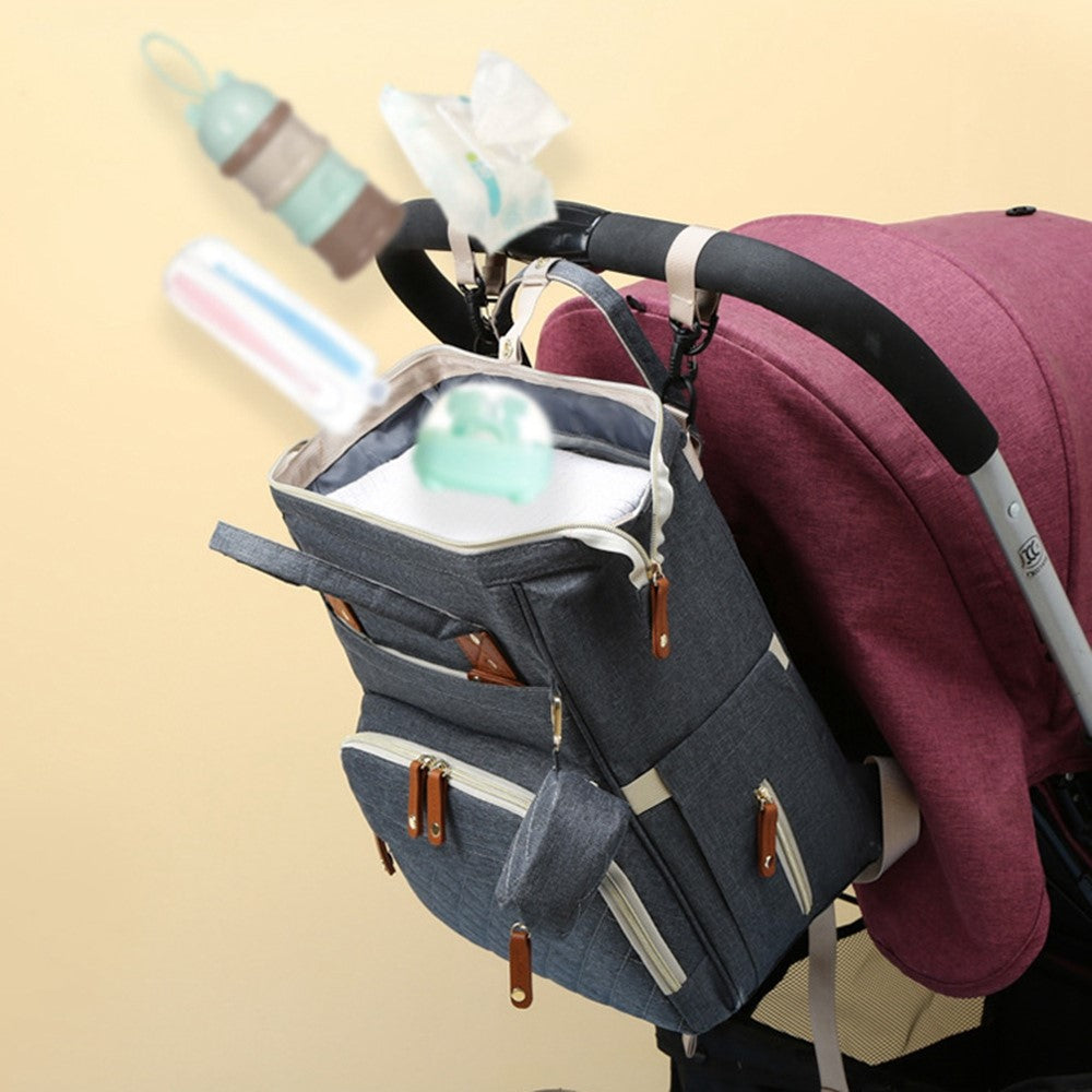 Large Diaper Backpack-SA2408-274(Grey) Blankets Apricot