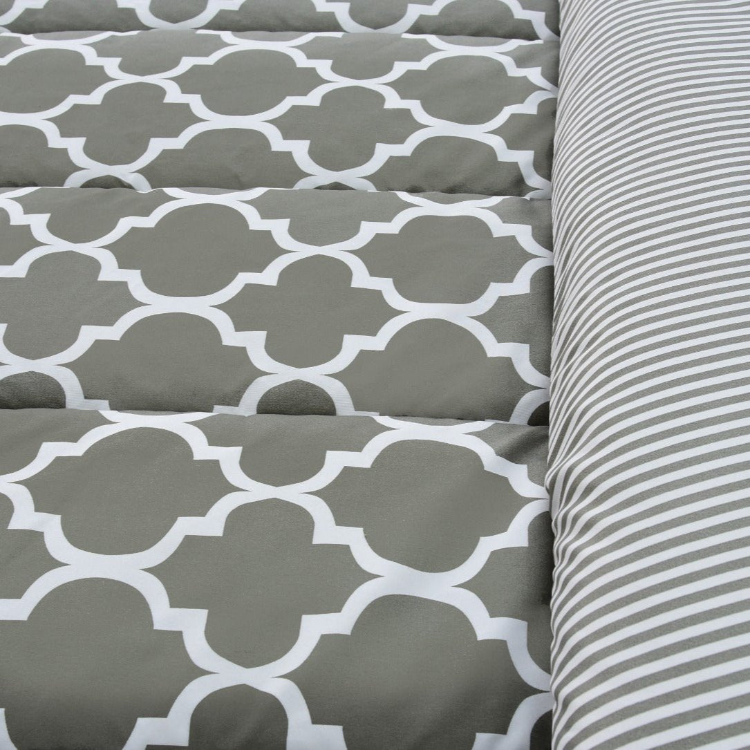 1 PC Double Winter Comforter-Grey Geometric Comforters Apricot   