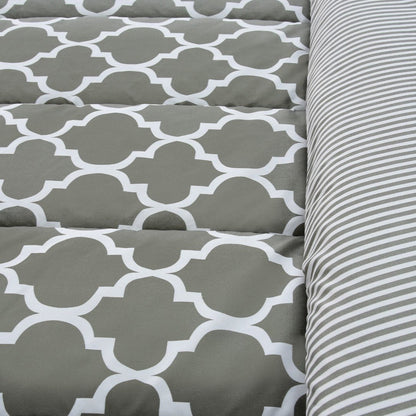 1 PC Double Winter Comforter-Grey Geometric Comforters Apricot   