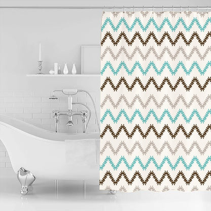 1 PC Waterproof Shower Curtain-Chevron Curtains Apricot   