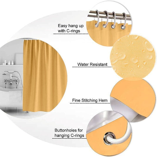 1 PC Waterproof Shower Curtain-Light Yellow Curtains Apricot   