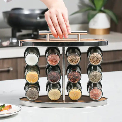 16 PCs Portable Spice Jar with 13933 Wooden Stand Spice and sugar Jar Apricot