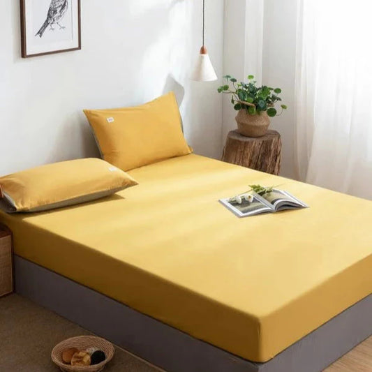Fitted Bed Sheet-Mustard Fitted Sheets Apricot