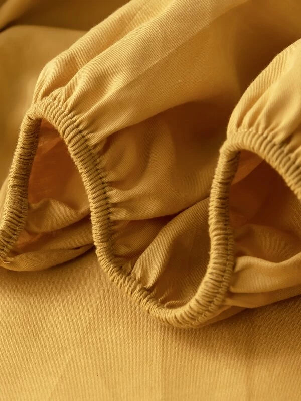 Fitted Bed Sheet-Mustard Fitted Sheets Apricot