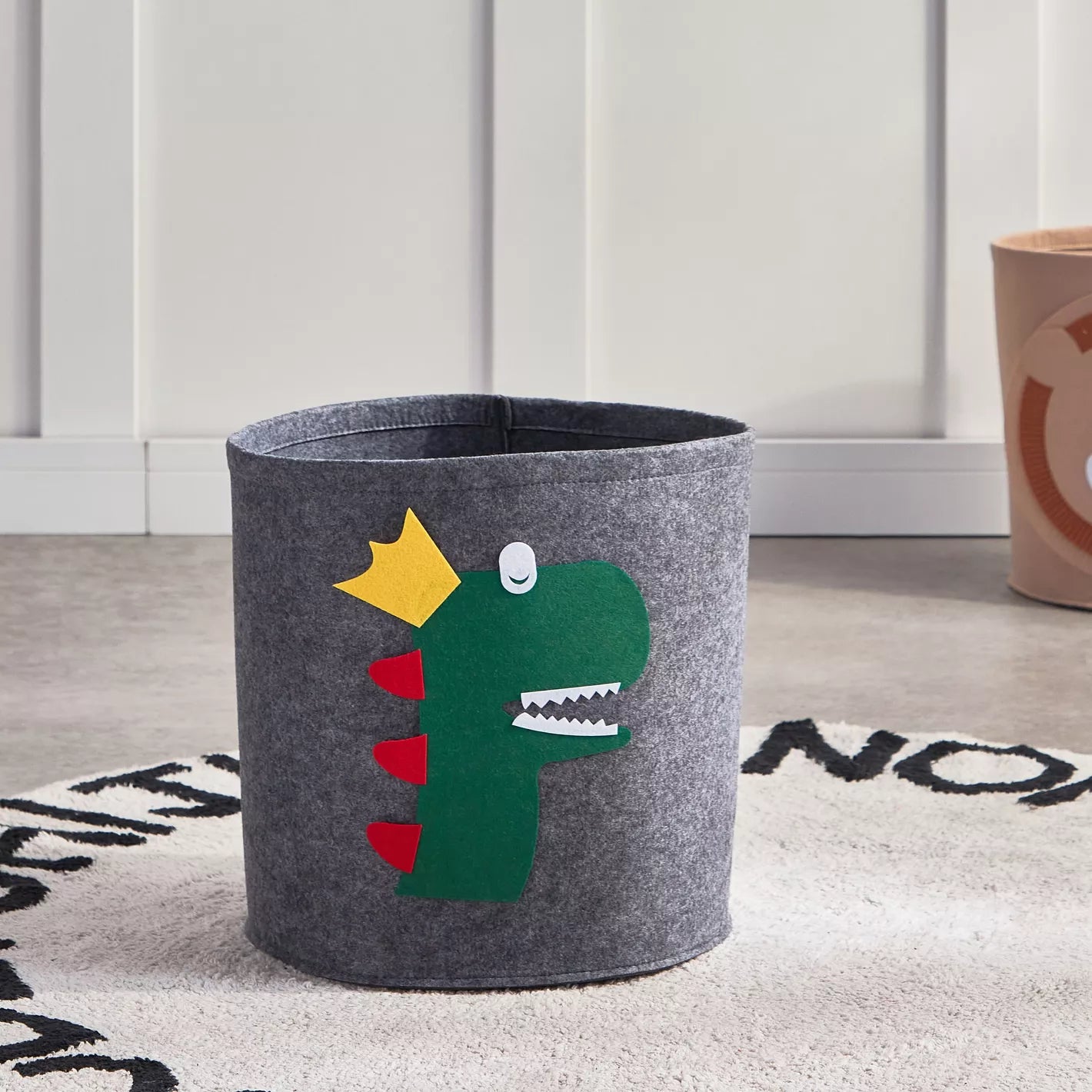Animal Pattern Toy & Laundry Basket With Lid- Apricot