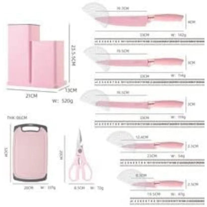 19 PCs Silicon Cooking & Knife Set With Board-Light Green cooking set Apricot   