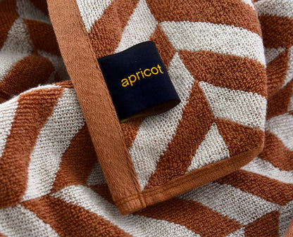 2 PCs Bath Towel Yarn Dyed-14916 Brown Chevrons Bath Towels & Washcloths Apricot