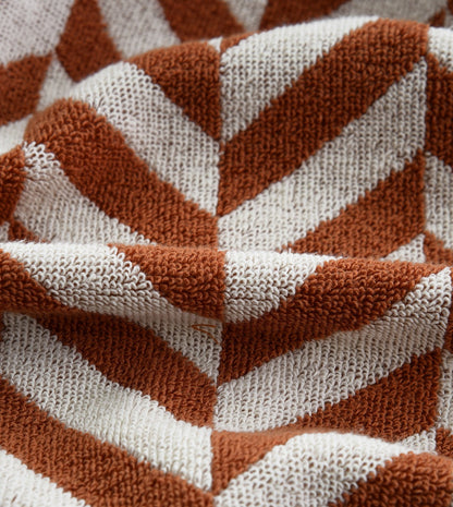2 PCs Bath Towel Yarn Dyed-14916 Brown Chevrons Bath Towels & Washcloths Apricot