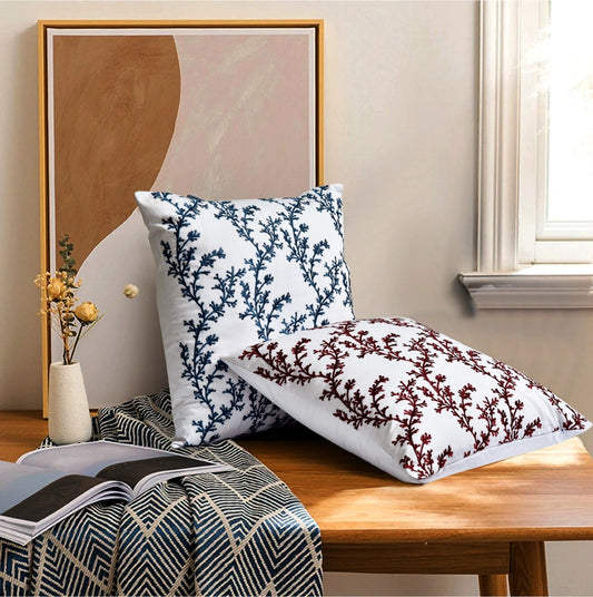 2 PCs Blue Embroidered 5338 Cushions cushions Apricot   