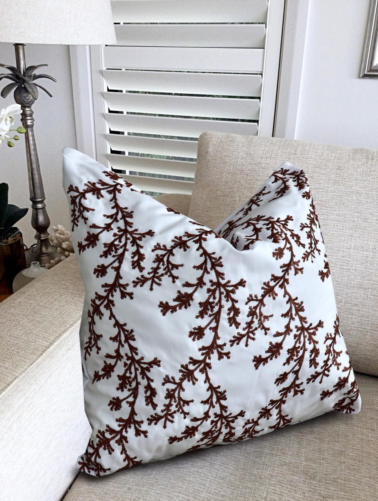 2 PCs Blue Embroidered 5338 Cushions cushions Apricot   