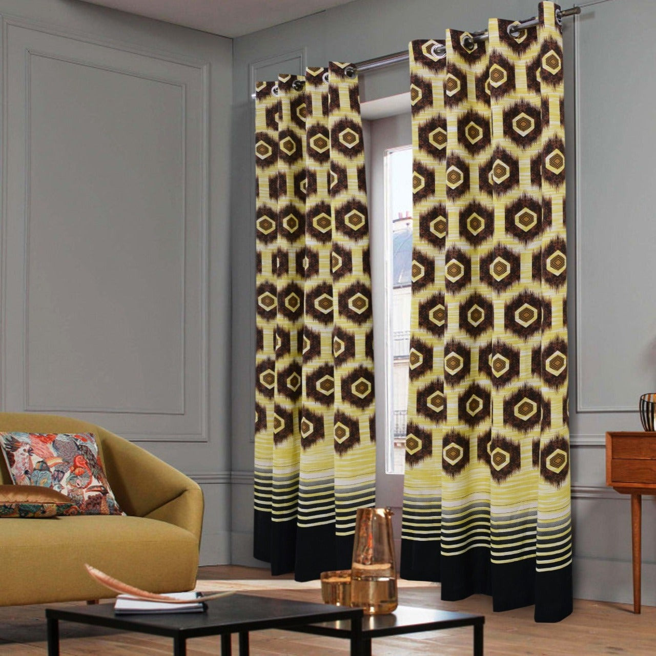 2 PCs Duck Curtains Panel-CRP010 Curtains Apricot   