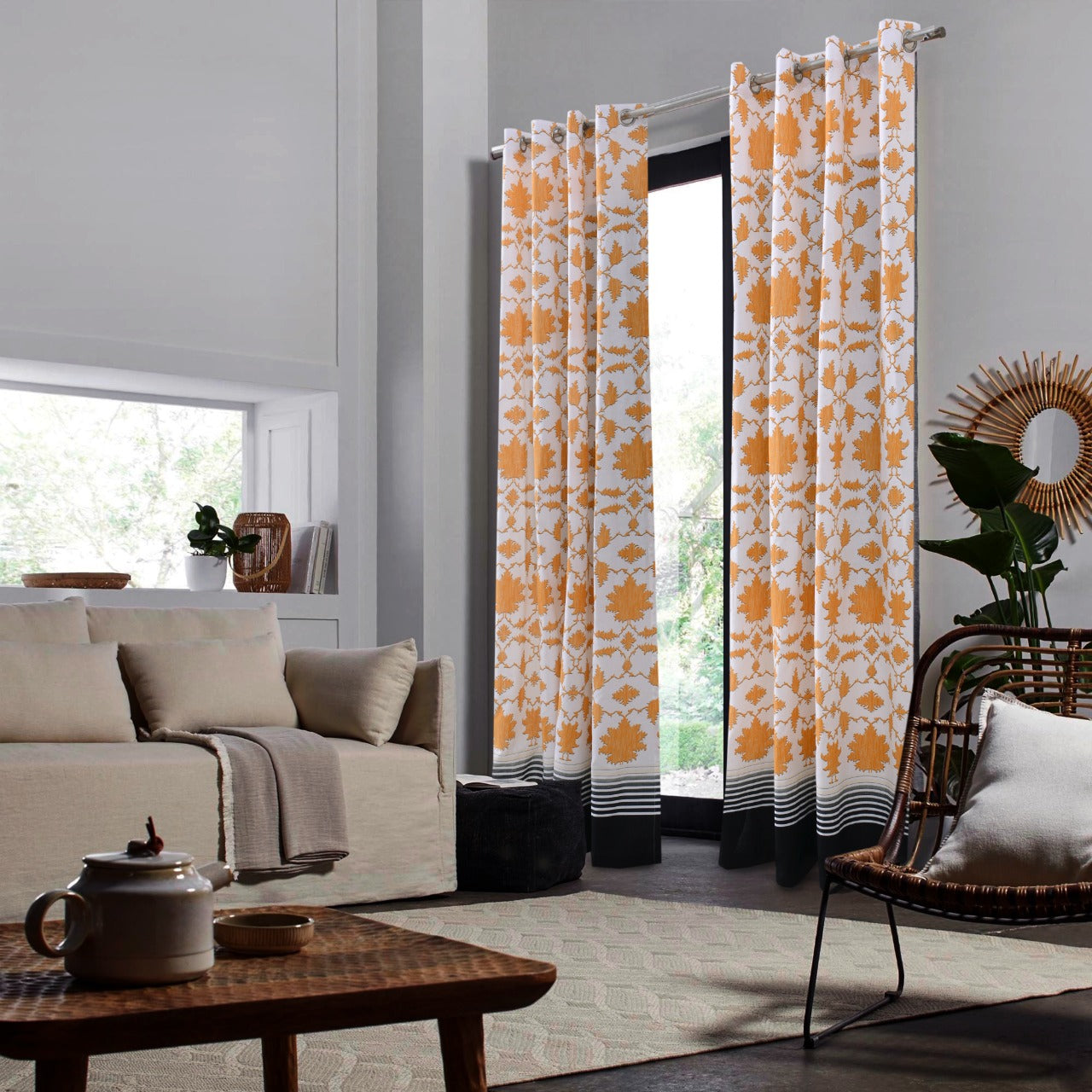 2 PCs Duck Curtains Panel-CRP09 Curtains Apricot   