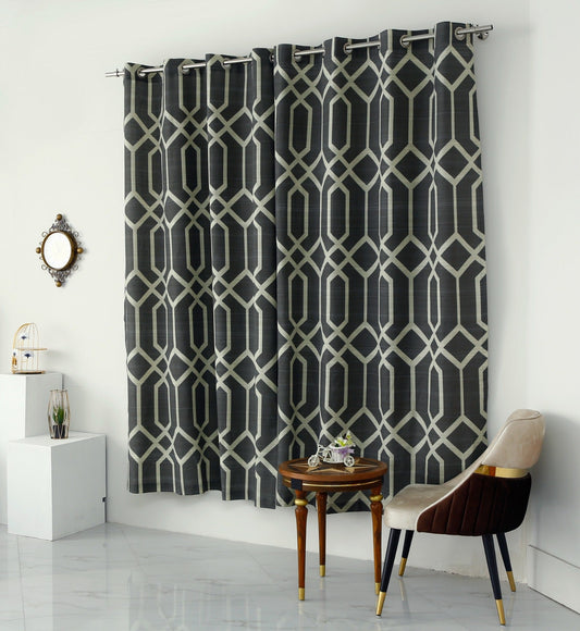 2 PCs Duck Curtains Panel-Beige Geometric Curtains Apricot