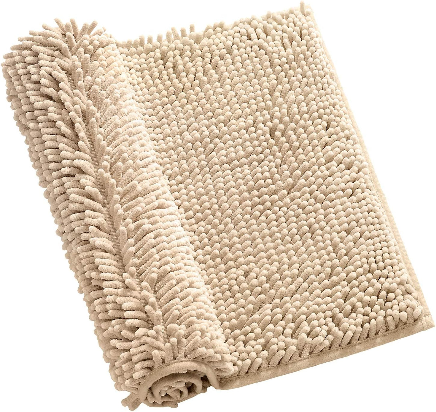 2 PCs Microfiber Anti Slip Commode Mat Set-Beige Bath Mats Apricot
