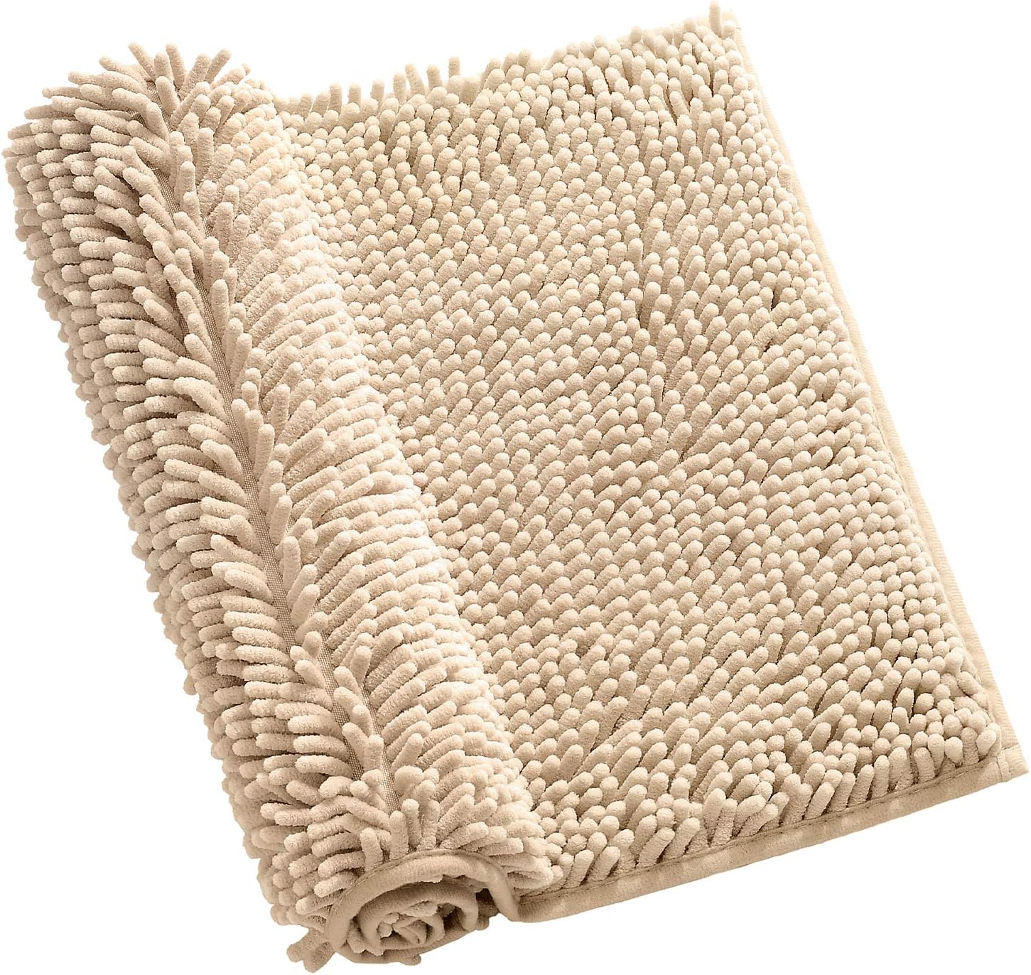 2 PCs Microfiber Anti Slip Commode Mat Set-Beige Bath Mats Apricot